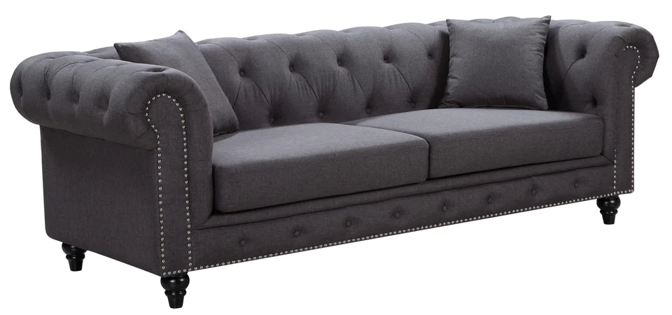 Chesterfield Navy Linen Sofa