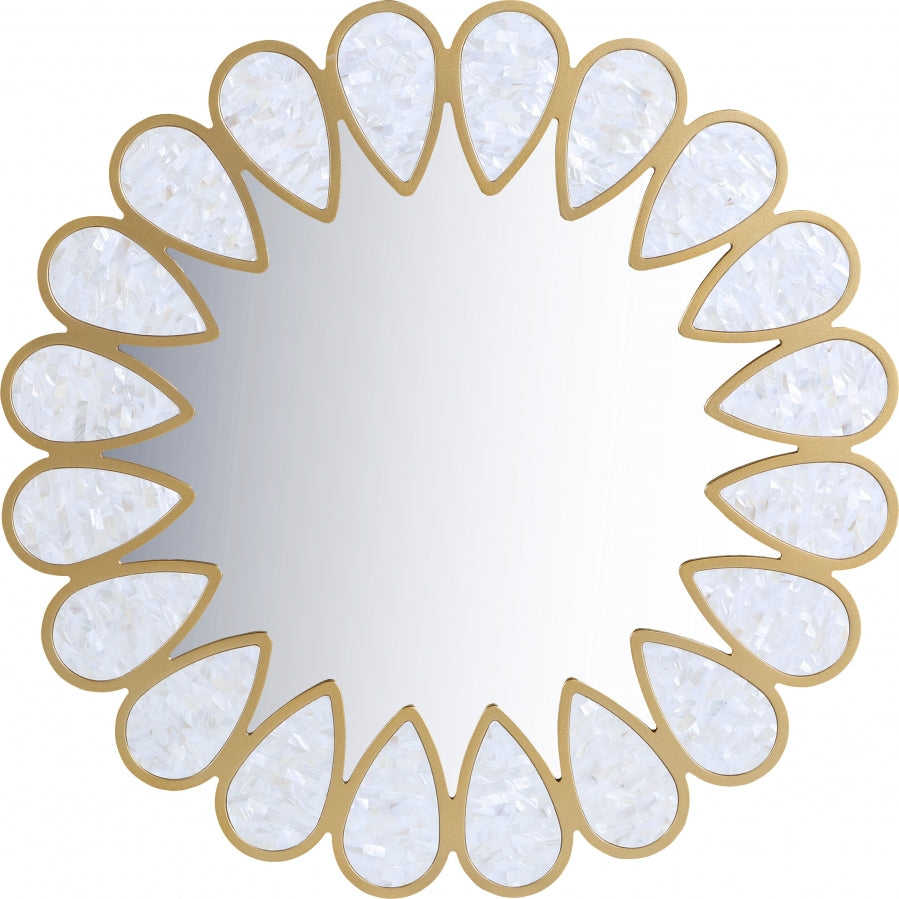 Shell Mirror Gold White