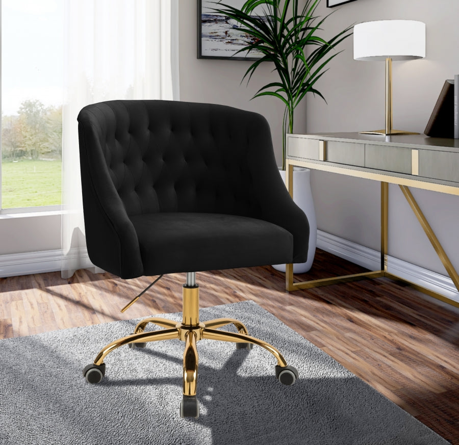 Arden Velvet Office Chair Black Gold