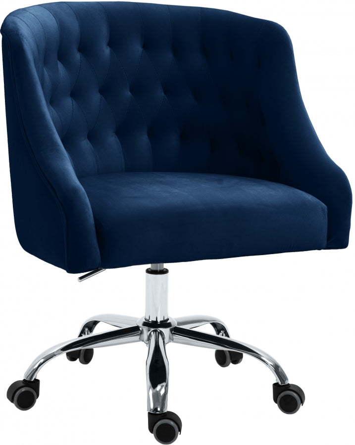 Arden Velvet Office Chair Blue Silver