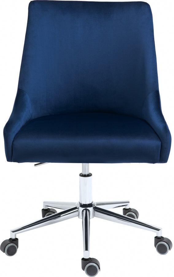 Karina Velvet Office Chair Blue Silver