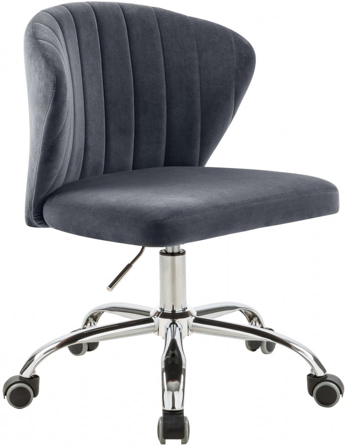Finley Velvet Office Chair Grey Silver