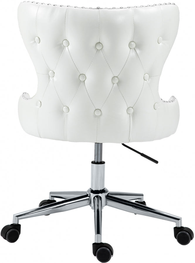 Hendrix Faux Leather Office Chair Cream Silver