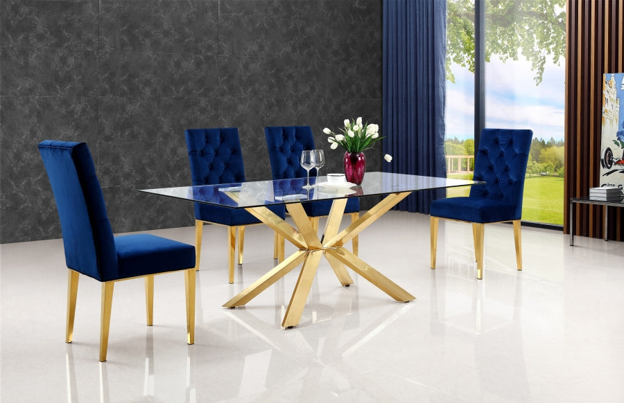 Capri Collection Dining Table + 4 Chair Blue, Brown
