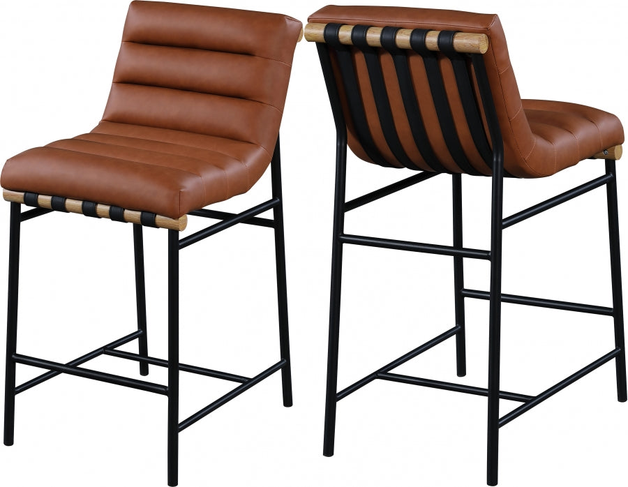 Burke Faux Leather Counter Stool Cognac