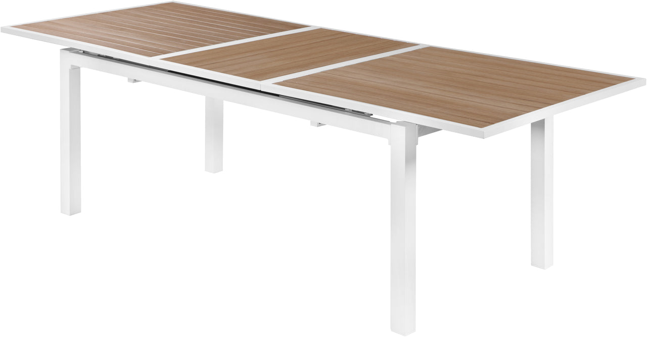 Nizuc Brown Plastic Wood Accent Paneling Outdoor Patio Extendable Aluminum Dining Table image