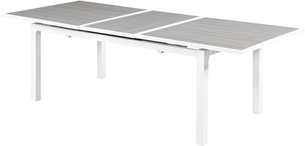 Nizuc Grey Plastic Wood Accent Paneling Outdoor Patio Extendable Aluminum Dining Table image