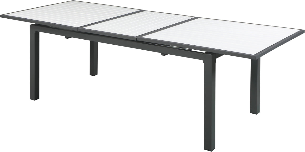 Nizuc White Plastic Wood Accent Paneling Outdoor Patio Aluminum Dining Table image