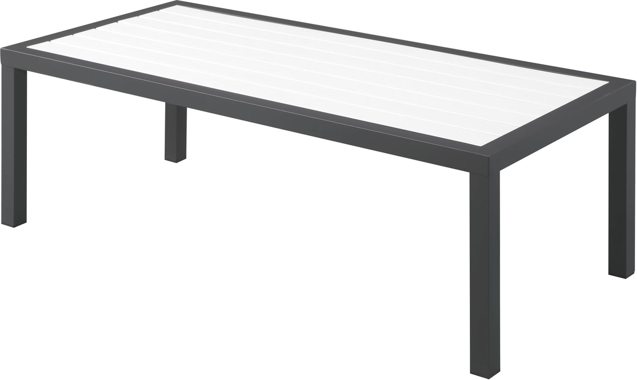 Nizuc White Plastic Wood Accent Paneling Outdoor Patio Aluminum Coffee Table image