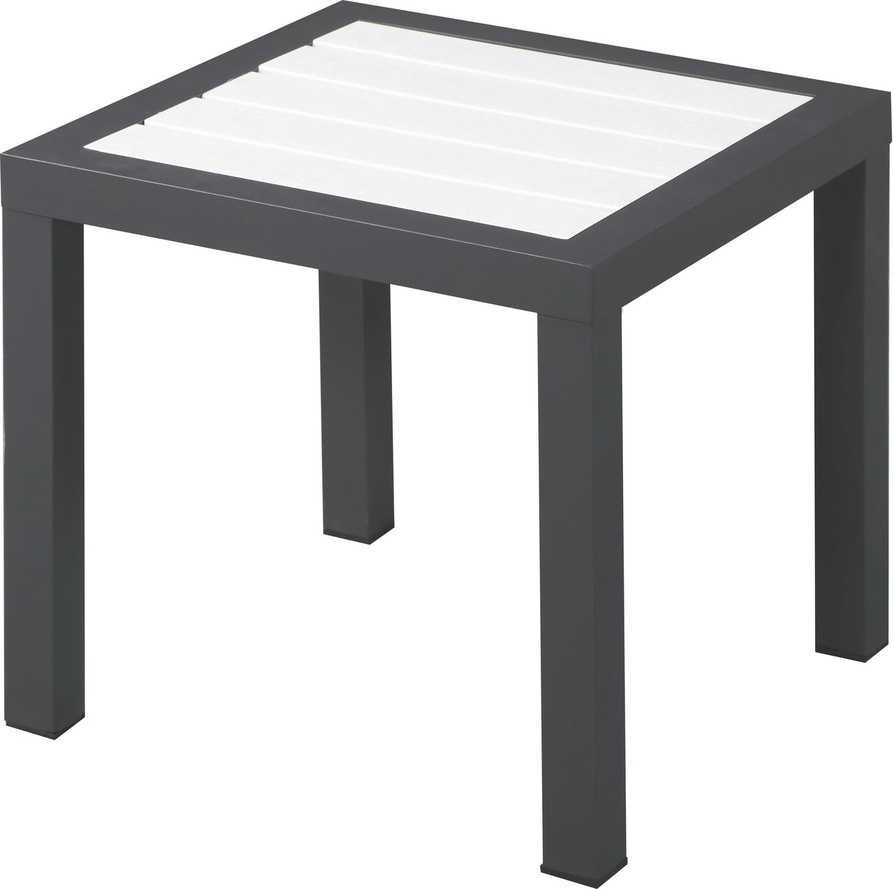 Nizuc White Plastic Wood Accent Paneling Outdoor Patio Aluminum End Table image