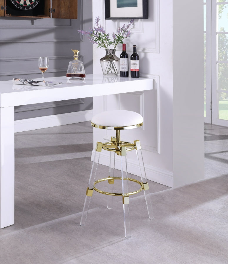 Venus Faux Leather Adjustable Bar | Counter Stool White