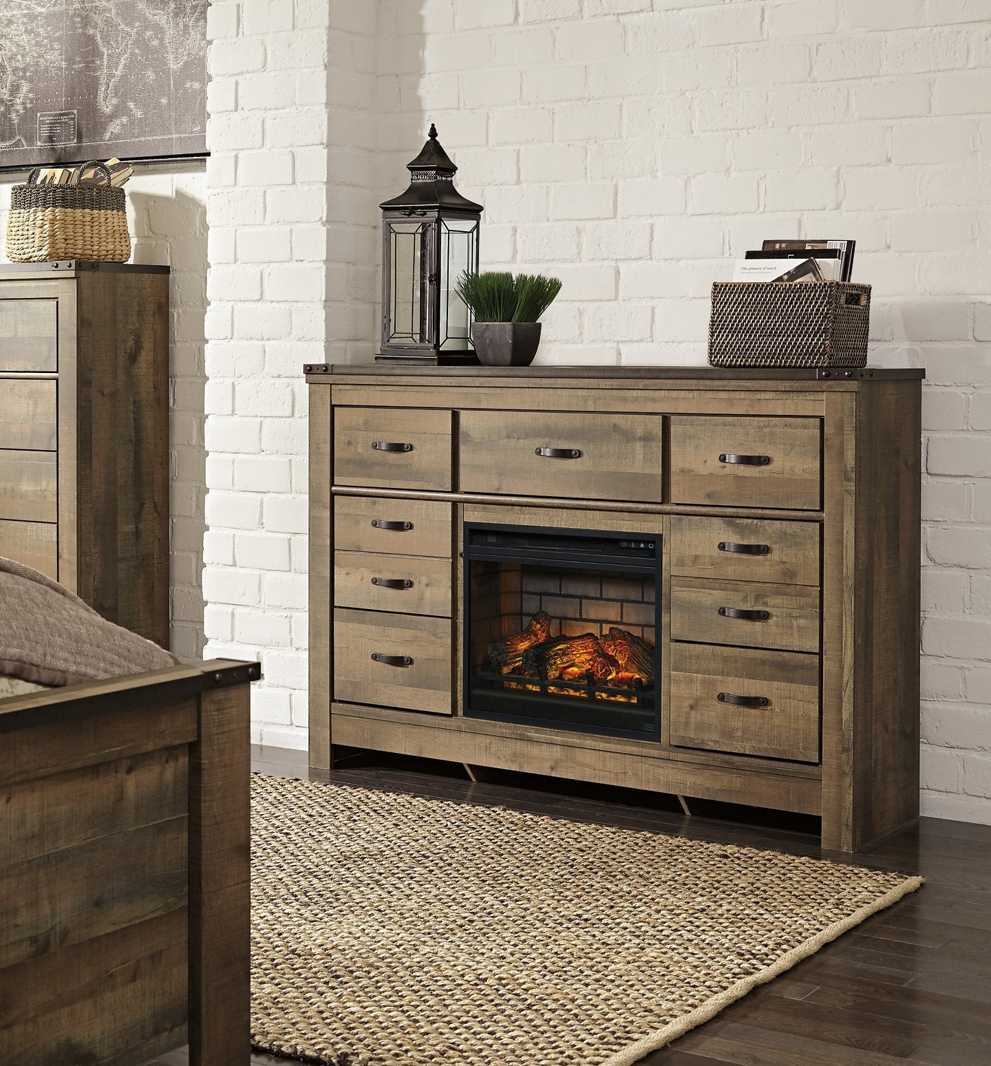 Trinell Dresser with Electric Fireplace image