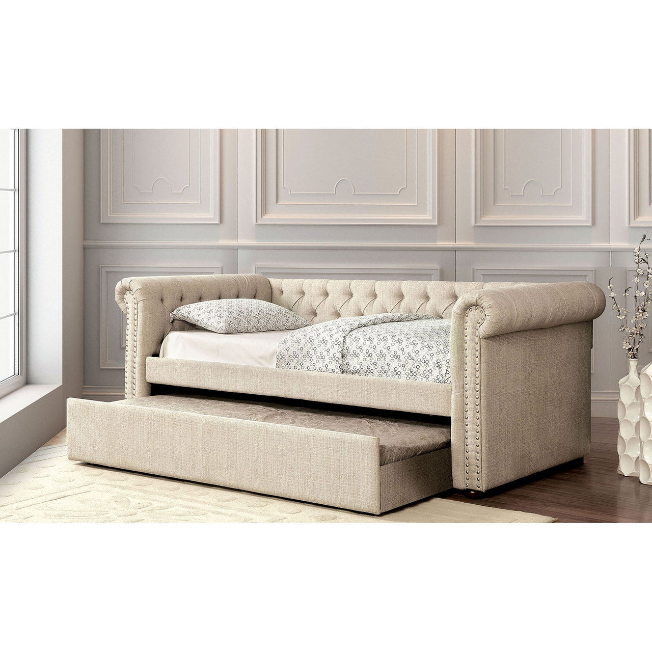 Leanna Beige/Brown Queen Daybed w/ Trundle, Beige image