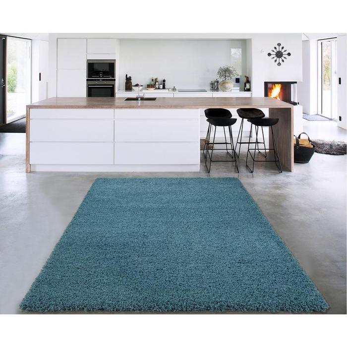COZY2766-8X10 - Cozy Solid Turquoise Shag Area Rug
