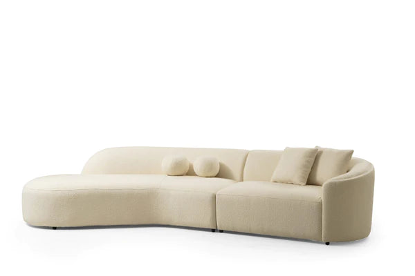 Cloe Ivory Boucle Curved LAF Sectional.