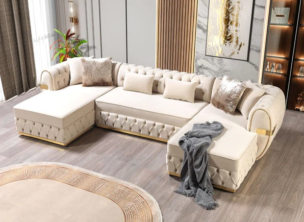Jester Ivory Velvet Double Chaise Sectional.Coming Soon.