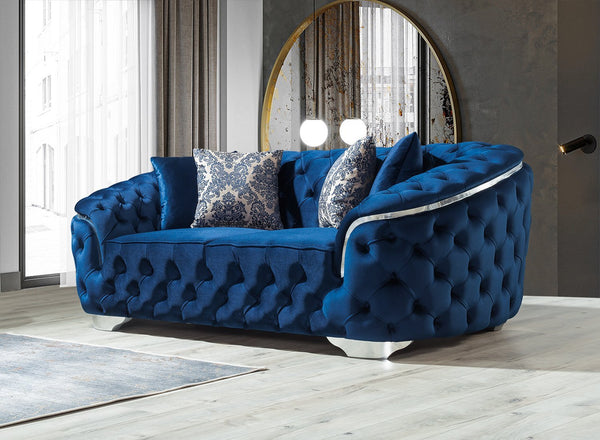 Lupino Blue Velvet Sofa & Loveseat.