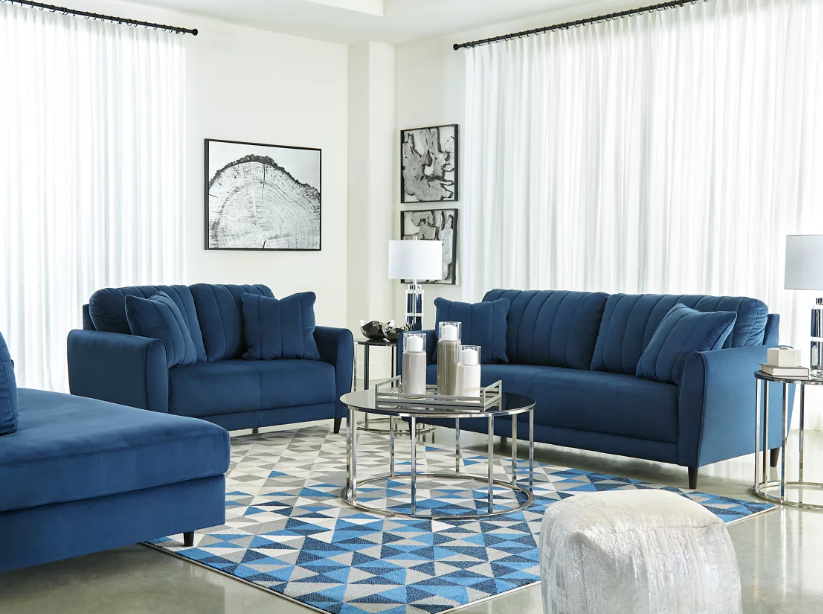 Enderlin Blue Sofa Loveseat