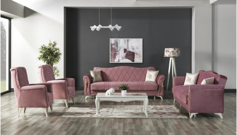 Vienna Convertible Livingroom Set Dusty Rose
