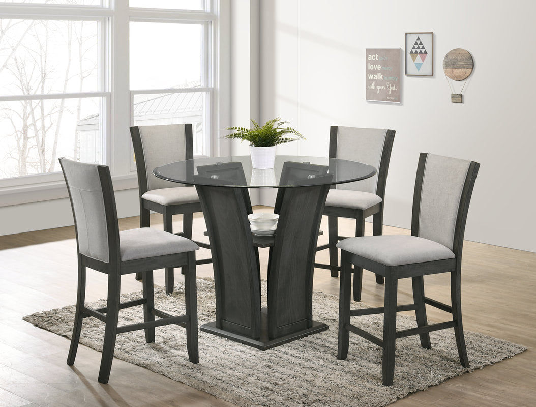 Orlando - Grey Pub Table + 4 Chair Set